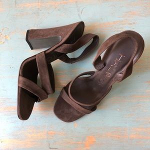 Halston Suede Block Heel